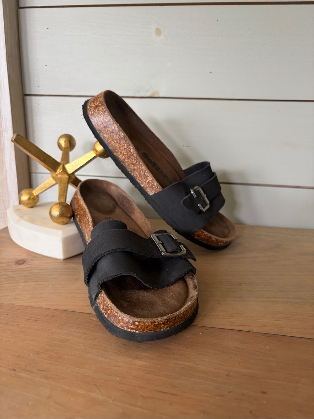SoftMoc Cork Footbed Slide Sandals – Black | Size 10 (fits like 9)